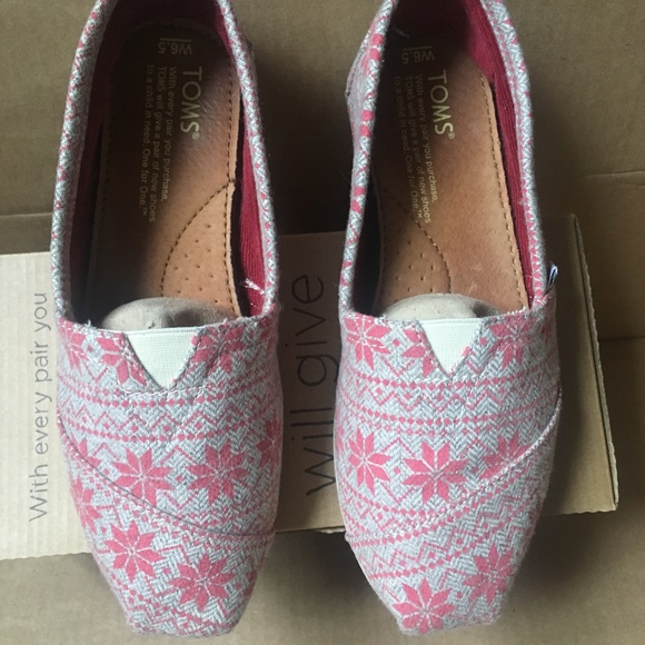 Toms Red Oatmeal Snowflake Women's Classics - Picture 1 of 7
